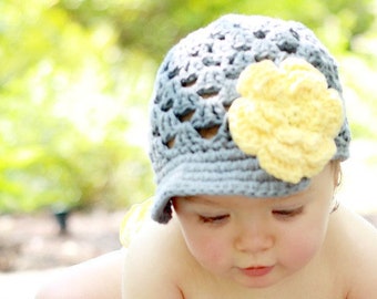 Crochet PATTERN - Breezy Brimmer - Newsboy, Open-Weave Beanie - ALL sizes included: Newborns to Adults - Easy - PDF 115 - Sell what you Mak