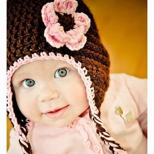 CROCHET PATTERN - Snuggly Earflap Hat with Daisy - Sizes to fit preemies to adults - PDF 113 - Sell what you Make