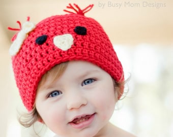 CROCHET Beanie PATTERN - Chick or Bird Hat - Preemie to Adults Sizes Included - pdf 110 - Sell what you Make