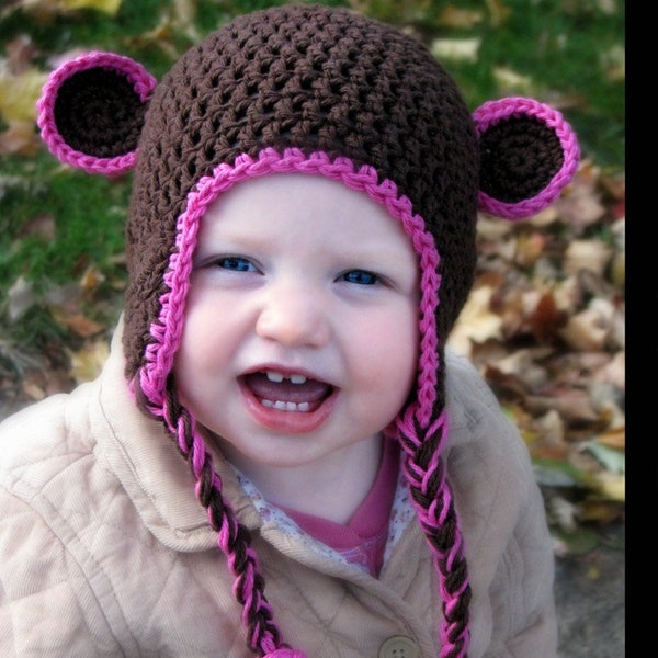 CROCHET Hat PATTERN - Sweet Monkey Hat - Sizes from preemie to adults - PDF 114 - Sell what you Make