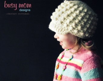 CROCHET Hat PATTERN - Knobby Noggin Newsboy - ALL Sizes included - Preemie to adults - Easy - pdf 123