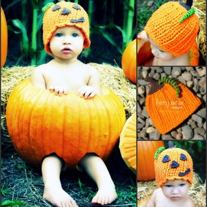 CROCHET Pumpkin Hat PATTERN Li'l Punkin Head Jack-o'Lantern Beanie Straight or scalloped edge ALL sizes included pdf 117 image 5