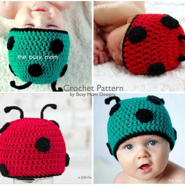 PATRON AU CROCHET - Little Buggy ou Ladybug / Ladybird Hat - Tailles de Preemie à Adultes - PDF 106 - Vendez ce que vous faites