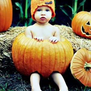 CROCHET Pumpkin Hat PATTERN Li'l Punkin Head Jack-o'Lantern Beanie Straight or scalloped edge ALL sizes included pdf 117 image 3