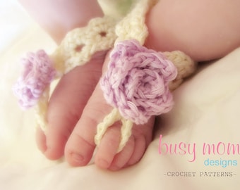 Crochet PATTERN - Barefoot Elegance - Barefoot Sandals - Footbands - Instructions included for all sizes - Easy - PDF 701