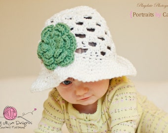 CROCHET PATTERN - Summer Fling Sun Hat with 3 Layer Flower - All sizes included - Fast and Easy - PDF 103 - Sell what you Make