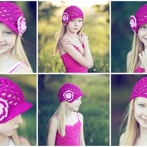 Crochet PATTERN Breezy Brimmer Newsboy, Open-Weave Beanie ALL sizes included: newborns to adults Easy PDF 115 Sell what you Mak image 3