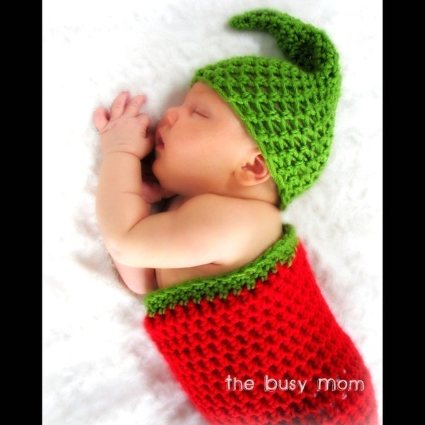 CROCHET PATTERN - Chili Pepper Cocoon and Matching Hat Set - Great as a Photo Prop or Baby Costume - Easy - PDF 403 - Sell what you Make
