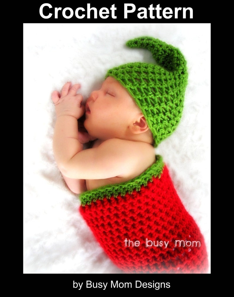 CROCHET PATTERN Chili Pepper Cocoon and Matching Hat Set Great as a Photo Prop or Baby Costume Easy PDF 403 Sell what you Make image 1