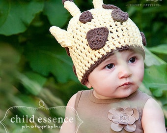 CROCHET Hat PATTERN - Giraffe Beanie - Easy - All Sizes Included from Preemies to Adults - Sell what you make - PDF 122