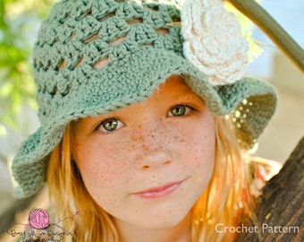 Summer Fling Sun Hat CROCHET PATTERN - with 3 Layer Flower - All sizes included - Fast and Easy - pdf 103 - Sell what you Make