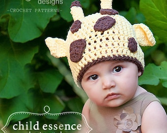 CROCHET Hat PATTERN - Giraffe Beanie - Easy - All Sizes Included from Preemies to Adults - Sell what you make - PDF 122