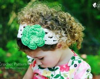 CROCHET HEADBAND PATTERN - "A Touch of Spring" - All sizes: Baby, child, teen, adults - Easy - pdf 303