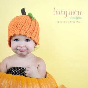 CROCHET Pumpkin Hat PATTERN - Li'l Punkin Head - Jack-o'-Lantern Beanie - Bord droit ou festonné - TOUTES tailles incluses - pdf 117