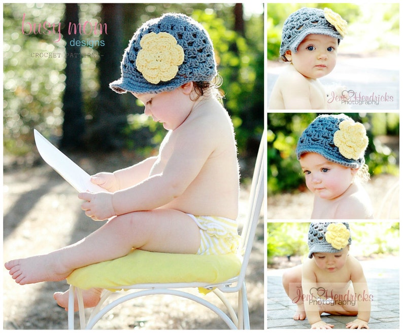 Crochet PATTERN Breezy Brimmer Newsboy, Open-Weave Beanie ALL sizes included: newborns to adults Easy PDF 115 Sell what you Mak image 4