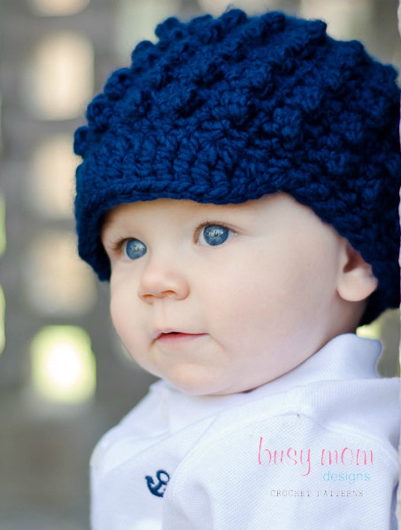 CROCHET Hat PATTERN Knobby Noggin Newsboy ALL Sizes included Preemie to adults Easy pdf 123 image 2