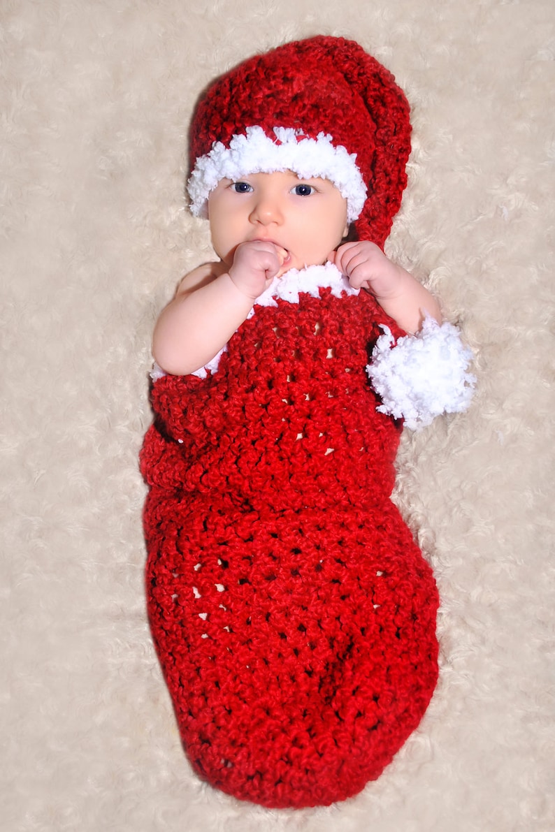 CROCHET PATTERN Santa Baby Cocoon and Matching Sleeper Hat - Etsy