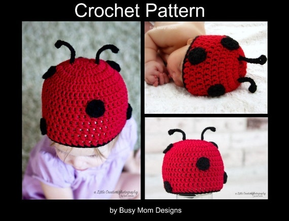CROCHET PATTERN Little Buggy or Ladybug Ladybird Hat Sizes From