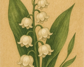 Lily of the Valley Botanical Art Print | Vintage-Style Wildflower Illustration | Woodland Floral Wall Decor | Spring Garden Gift