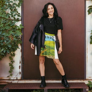 Polyester Spandex Skater Skirt: Flared Silhouette, Elastic Waistband