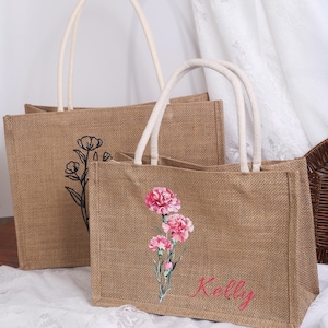 Beach tote bag,Personalized Bridesmaid Gift Bag with charm, Custom Burlap  Bag,  Bachelorette Party Bag, Bridesmaid Proposal Gift