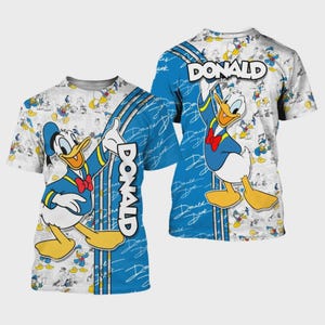 Koszulka 3D Donald Duck, koszulka z postacią Disneya, zabawna koszulka Donald Duck, prezent dla miłośnika kreskówek, koszulka Disney na Dzień Ojca, koszulka z grafiką unisex