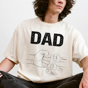 Dad Shirt With Kids Names, Custom Fist Bump Dad Shirt, Father&#39;s Day Gift, New Dad Shirt, New Dad Gift, Personalized Grandpa Shirt, Dad gift
