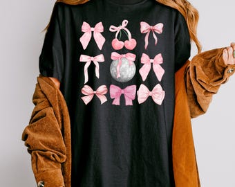 Chemise coquette avec nœud Comfort Colors : t-shirt fleuri avec ruban, style bohème girly