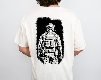 Tactical Soldier T-Shirt: Army Inspired Print, Veteran Gift