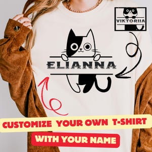 Custom Cat Name Shirt, Personalized Kitty Tee, Cute Cat T-Shirt with Your Name, Pet Lover Gift, Comfort Colors Cat Tee, Tee for Cat Lovers