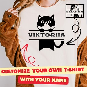 Custom Cat Name Shirt, Personalized Kitty Tee, Cute Cat T-Shirt with Your Name, Pet Lover Gift, Comfort Colors Cat Tee, Tee for Cat Lovers