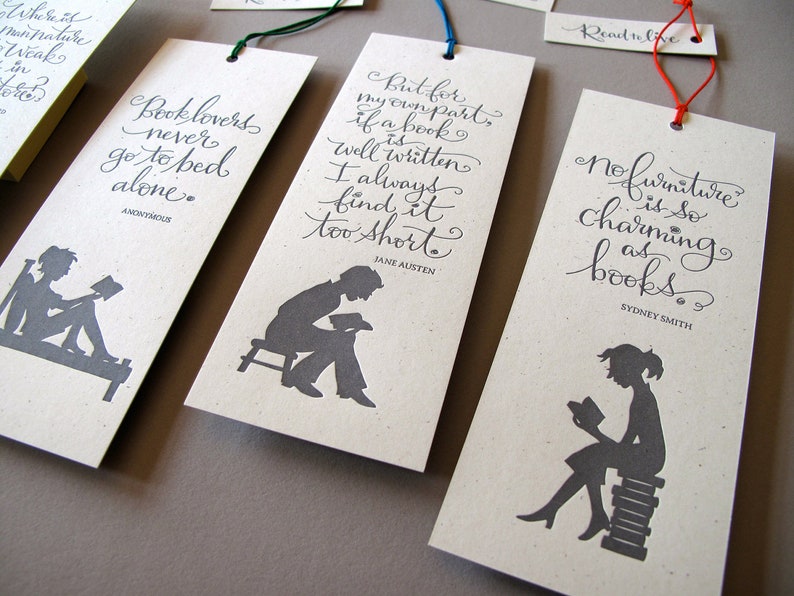 SET 4 LETTERPRESS BOOKMARKS