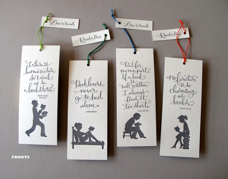 SET 4 LETTERPRESS BOOKMARKS