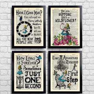 Alice in Wonderland Print ALICE Print Set of 4, Alice Quotes Wall Art Prints, Alice Gift Set, Alice Wall Decor, Alice Best Friend Gift 221