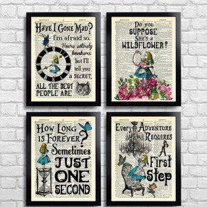 Alice in Wonderland Print ALICE Print Set of 4, Alice Quotes Wall Art Prints, Alice Gift Set, Alice Wall Decor, Alice Best Friend Gift 079