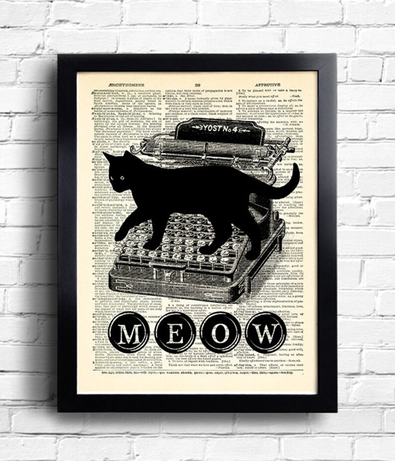 MEOW CAT Quotes Dictionary Art Print Cat Wall Decor Poster Etsy