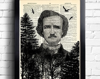 Edgar Allan Poe Poster The Raven Poem Print Allan Poe Art Print Gothic Poe Gift for him The Raven Love Art Poe wall decor Nevermore Poe 218