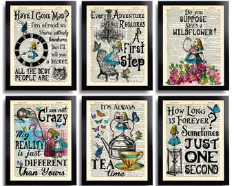 A1 A2 A3 A4 A5 Alice Wonderland all mad here Vintage Art Print Poster