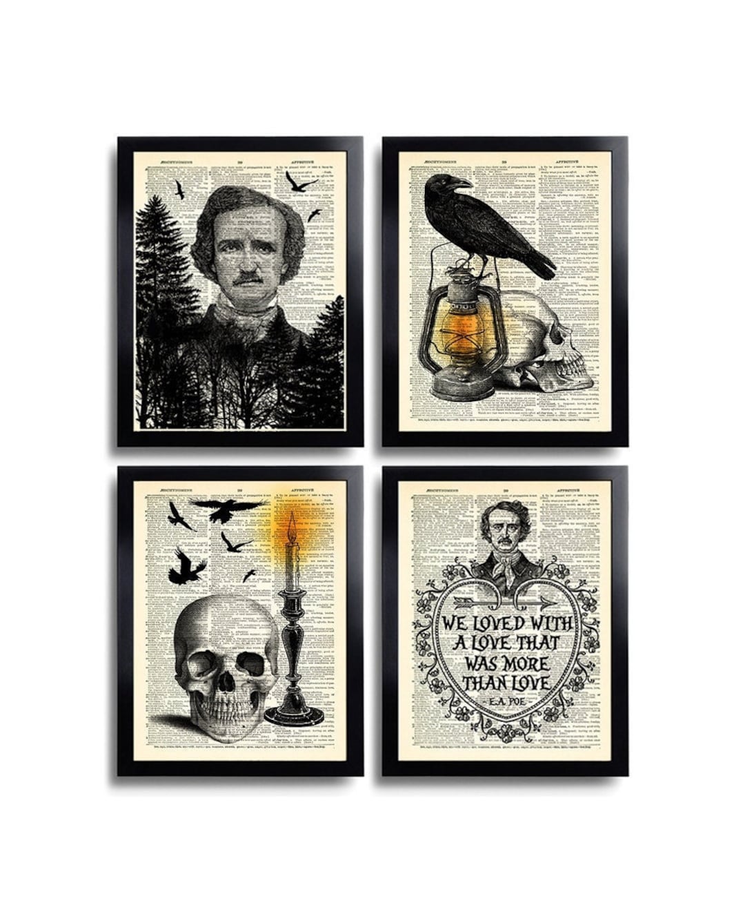 Edgar Allan Poe Decor Poster Set Poe Print Set of 4 Poe Gift - Etsy