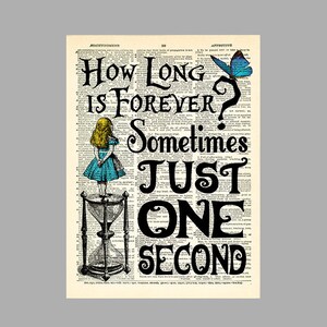 Alice in Wonderland Print How Long is Forever Quote Wall Art Poster ...