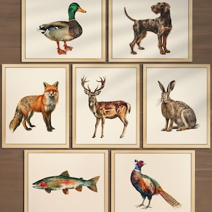 Jagd Kinderzimmer Wand Dekor 7er Set Drucke Vintage Angeln Wand Kunst Stockente Enten Poster Jagd Jungen Raum Wand Kunst Deer Kinderzimmer Poster 004