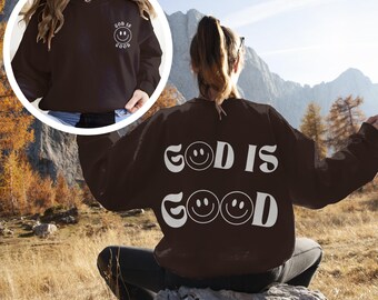 Minimalistisches Christentum Sweatshirt, Gott ist gut Rundhalsausschnitt, Glaube inspiriert Pullover, ästhetisches Geschenk