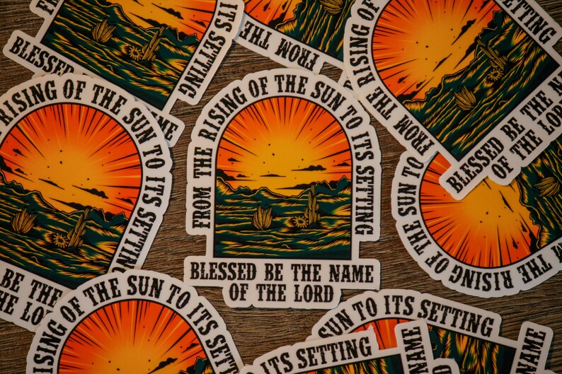 Western Christian Sticker, Sunrise Scripture Decal, Psalm 113, Cowgirl Faith Gift immagine 3