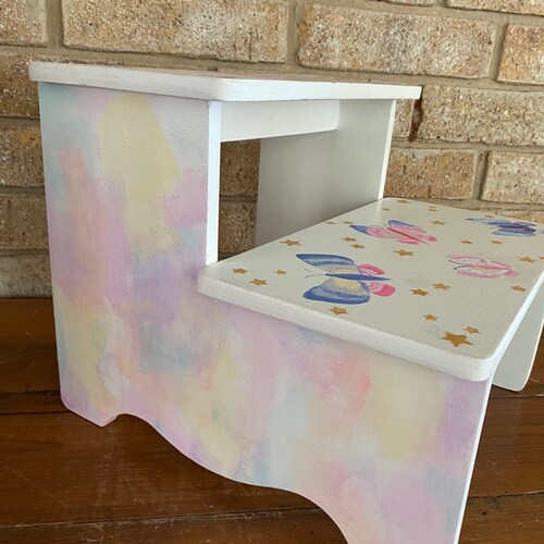 Butterfly & Stars Step stools, Personalized Gifts, Kids Baby Tween Girls, shops Bathroom Stool, Closet bed side Kitchen Steps, Nursery Shower