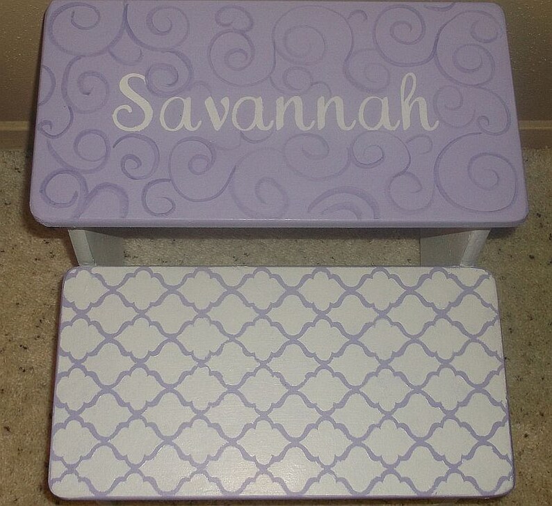 Toddler step stool purple Lavender Nursery decor Wooden girls nursery baby shower Bathroom stool personaized gift