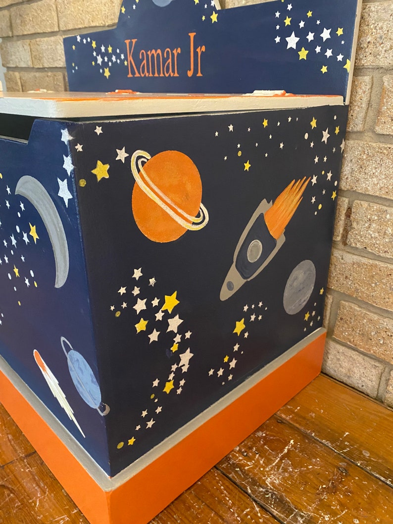 Space Theme Outer Space Nursery Rocket ship Toy box rocket Etsy