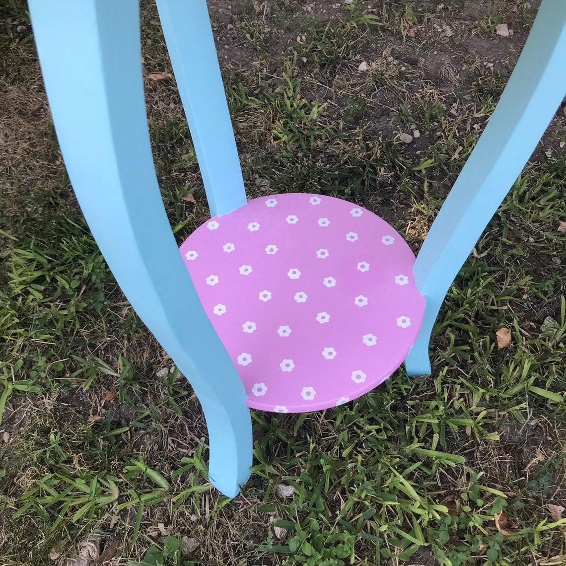 Hand Painted Round Side Table Nursery End Table Nightstand Etsy