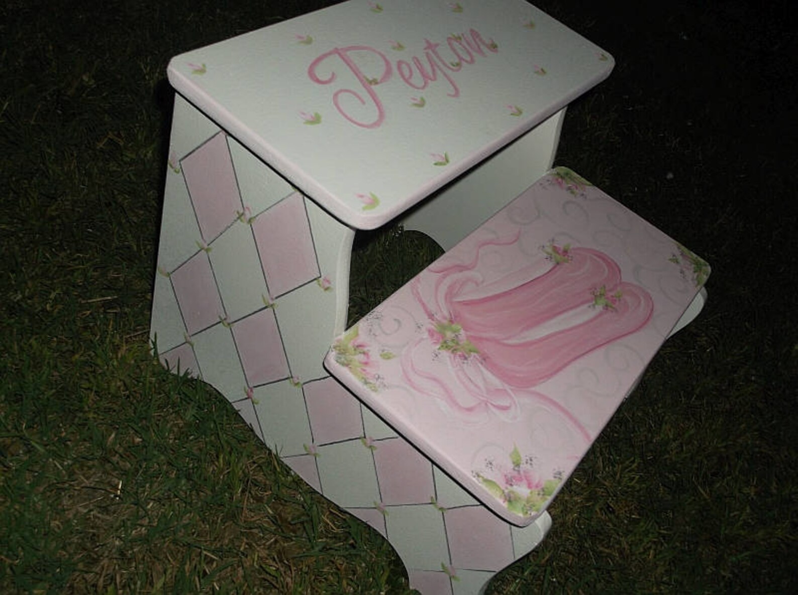 custom, pink, ballet, ballerina shoes, childs step stool, benches, bathroom stool, personalized gifts