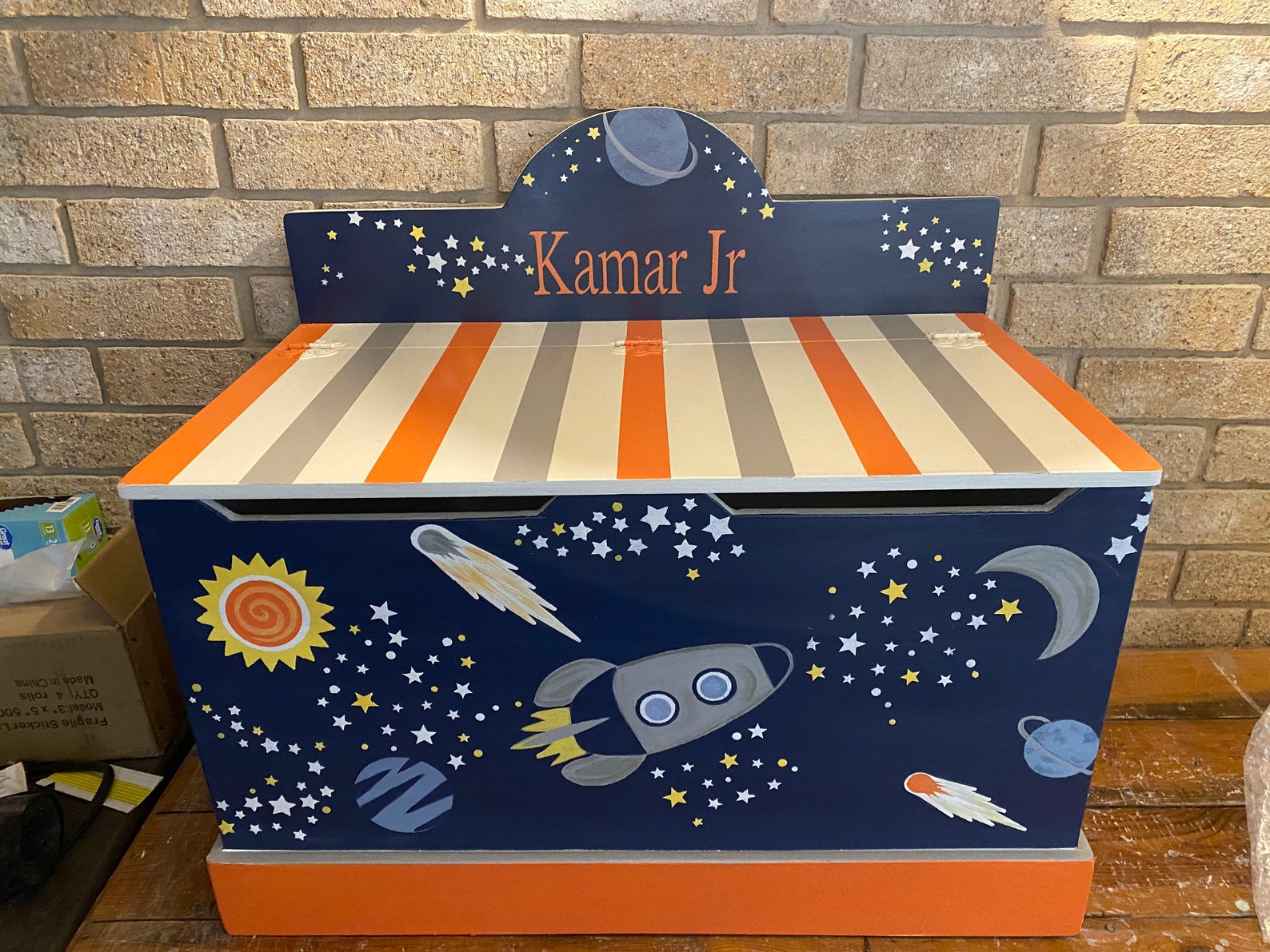 Space Theme Outer Space Nursery Rocket Ship Toy Box Rocket Etsy