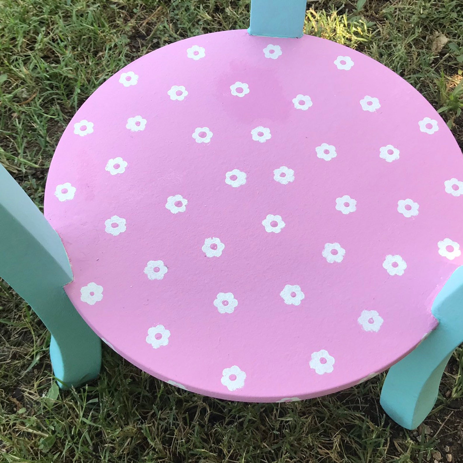 Hand Painted Round Side Table Nursery End Table Nightstand Etsy